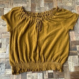 Madewell Mustard Yellow Smocked Top